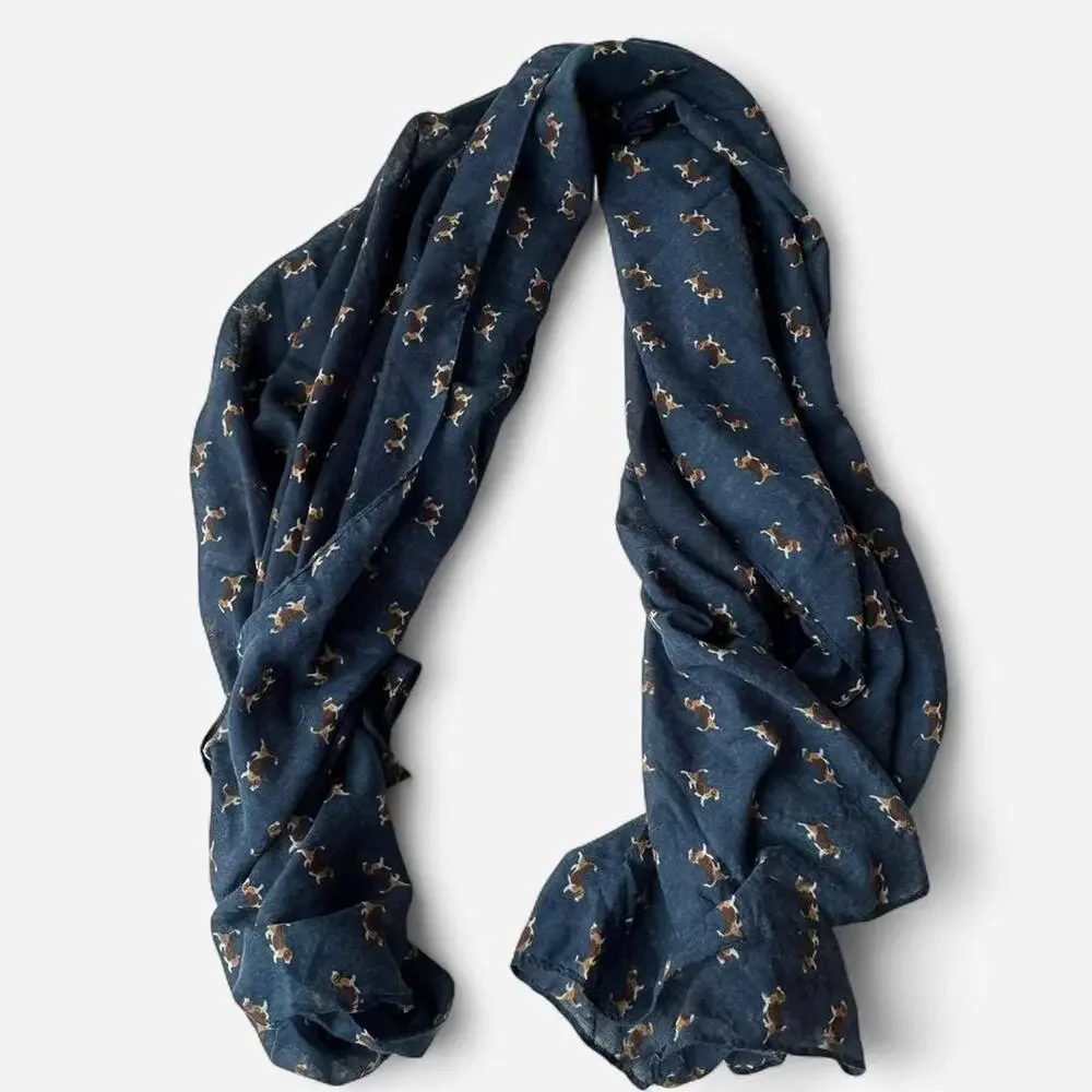 Lina & Lily navy dachshund scarf